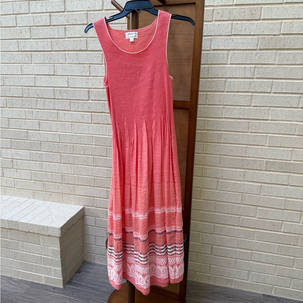 Anthropologie Pink and White Maxi Dress